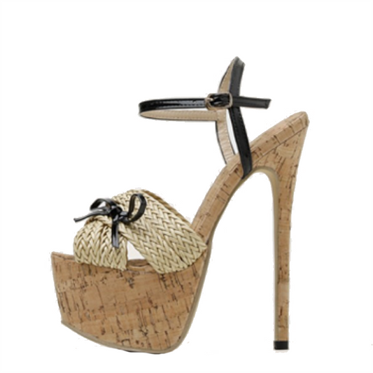 STRAW PLATFORM SANDALS