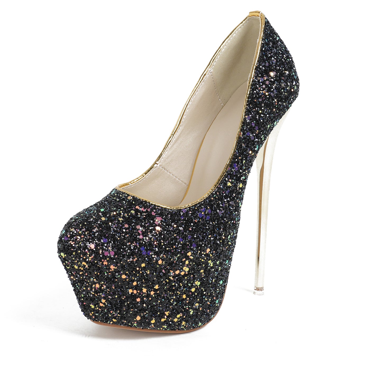 EVELYN SEQUIN MULES PLATFORM