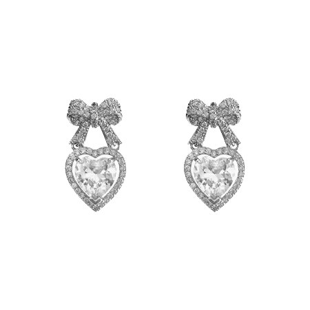 Big Heart With Bow Earrings