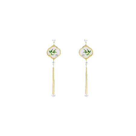Bamboo Tassel Ear Clips