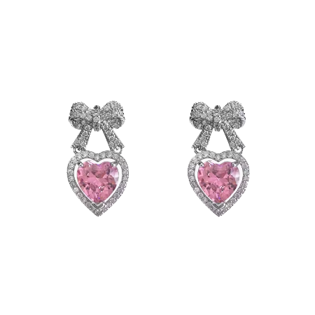 Sweet Girl Bow Heart Earrings