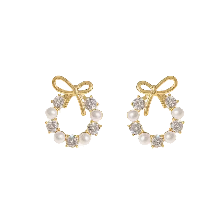 Elegant Bow Pearl Earrings