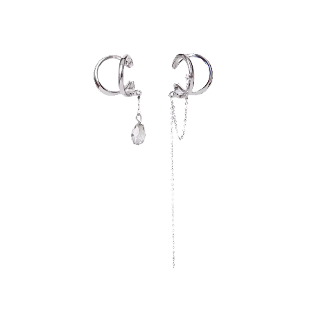 Silver Chain Tassel Ear Clips